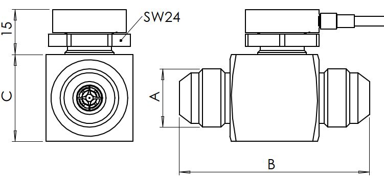 Außenabmessungen der Hochdruck - Messturbinen FLT | External dimensions of the FLT high-pressure measuring turbines